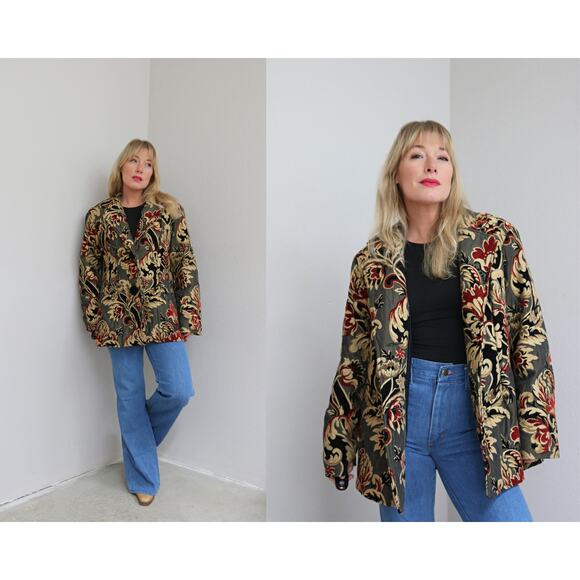 1990's Vintage Painted Pony Tapestry Bohemian Jacket ~ Women's LG XL ~ Fall Coat - Picture 1 of 10
